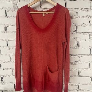 Anthropologie Ombré Coral Lightweight Sweater